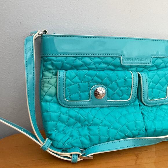 Vera Bradley Vintage Cest la Vie Crossbody Womens Turquoise Quilted Y2K Bag - Picture 3 of 10